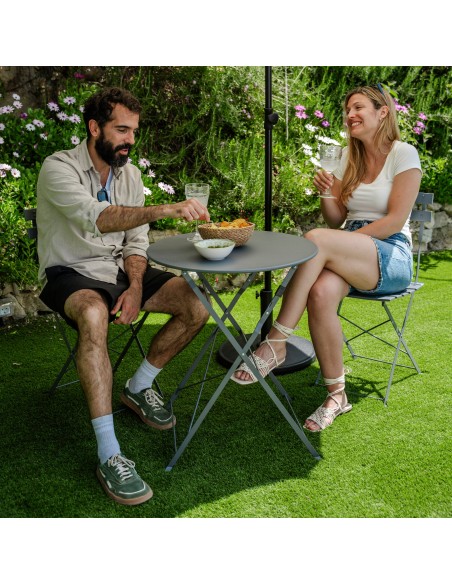 Conjunto de muebles de terraza metálicos negro Aktive | Distria