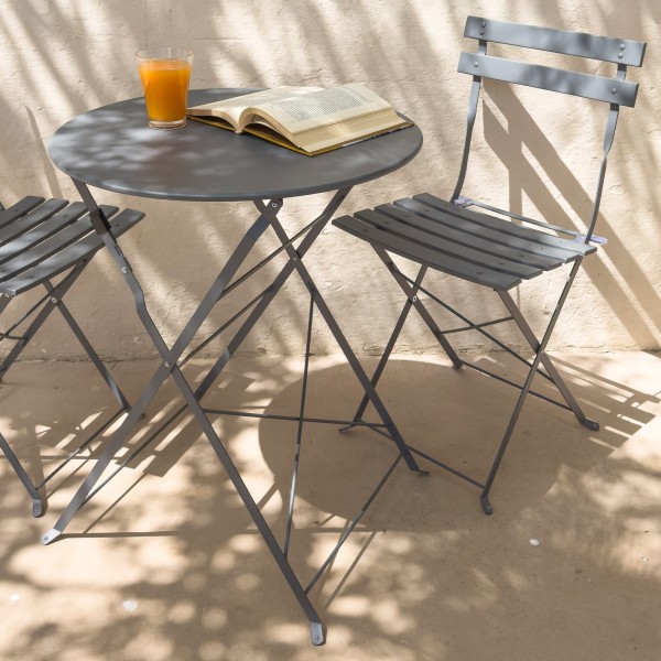 Conjunto de muebles de terraza metálicos negro Aktive | Distria