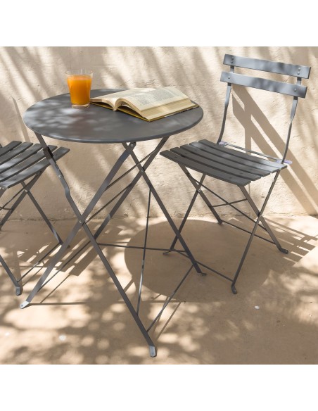 Conjunto de muebles de terraza metálicos negro Aktive | Distria