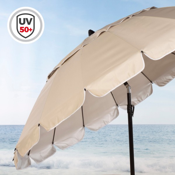 Sombrilla playa antiviento crema 240 cm | Distria