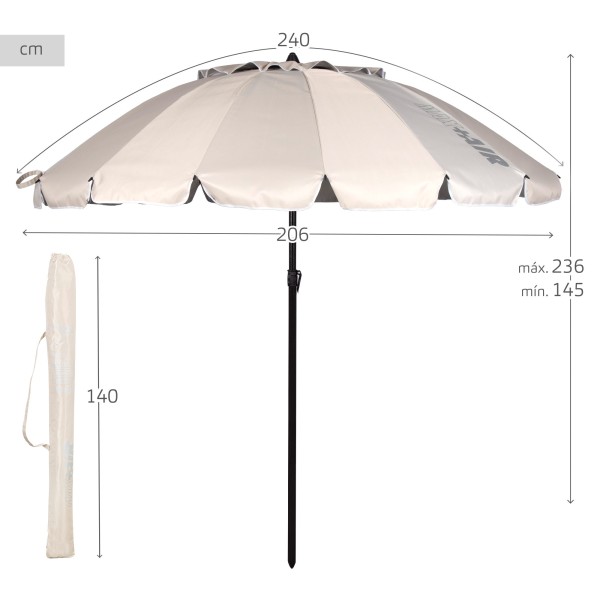 Sombrilla playa antiviento crema 240 cm | Distria