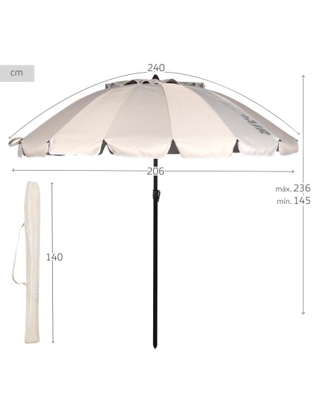 Sombrilla playa antiviento crema 240 cm | Distria