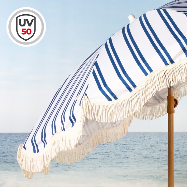 Aktive Sombrilla de playa 200 cm rayas flecos | Distria