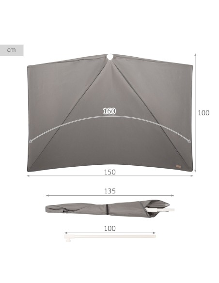 Sombrilla de pared gris terraza o jardín 160x100 cm Aktive | Distria
