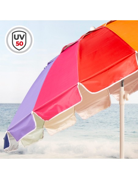 Sombrilla de playa multicolor D200 cm UV50 Aktive | Distria