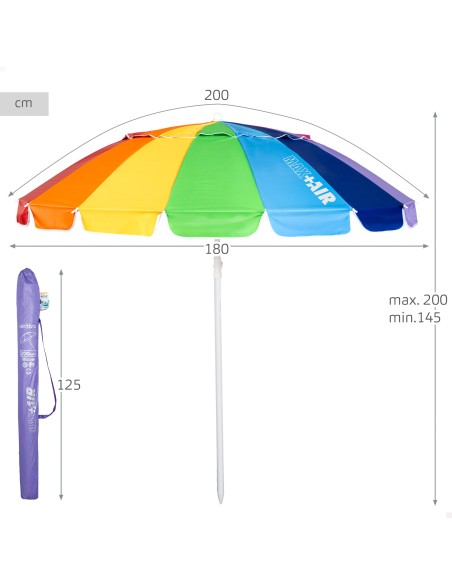 Sombrilla de playa multicolor D200 cm UV50 Aktive | Distria