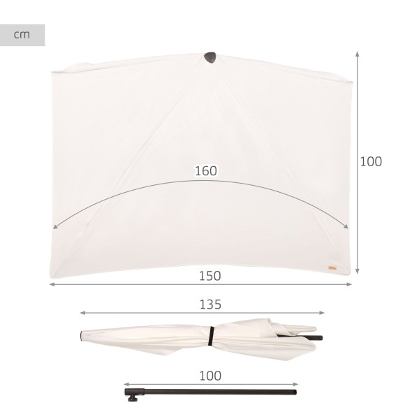 Sombrilla de pared para terraza o jardín 160x100 cm Aktive | Distria