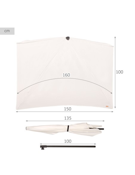 Sombrilla de pared para terraza o jardín 160x100 cm Aktive | Distria