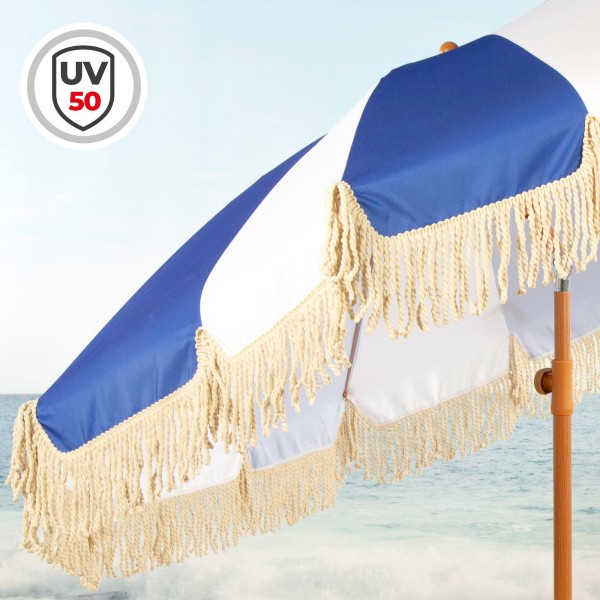 Aktive Sombrilla de playa 200 cm marinero y flecos | Distria