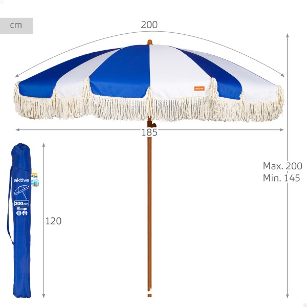 Aktive Sombrilla de playa 200 cm marinero y flecos | Distria