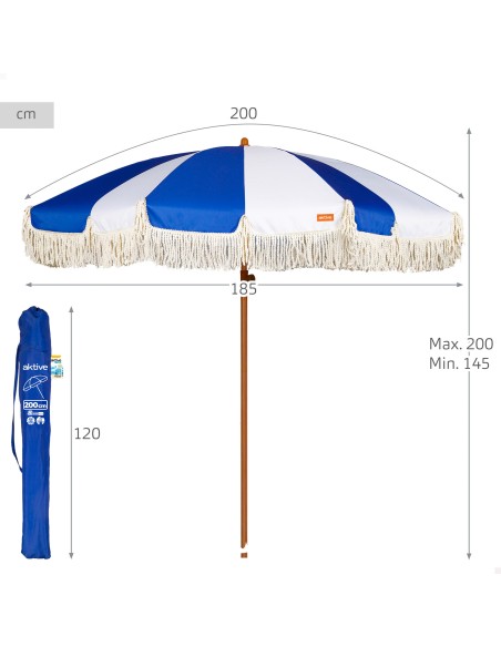 Aktive Sombrilla de playa 200 cm marinero y flecos | Distria