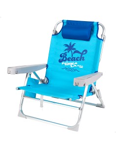 Silla de playa azul multiposición con cierre de clic | Distria