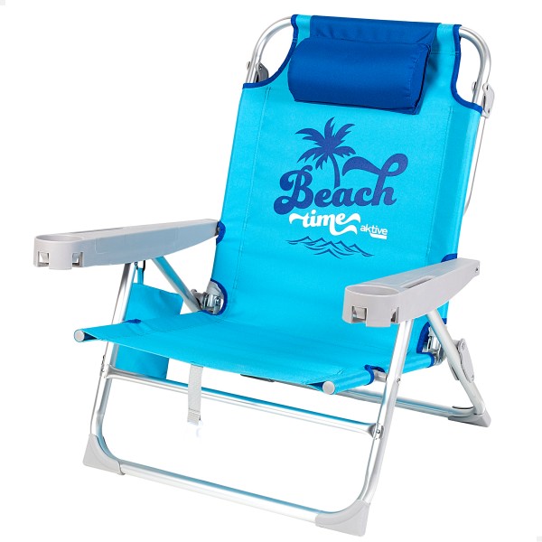 Silla de playa azul multiposición con cierre de clic | Distria