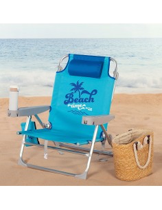 Silla de playa azul multiposición con cierre de clic | Distria 2