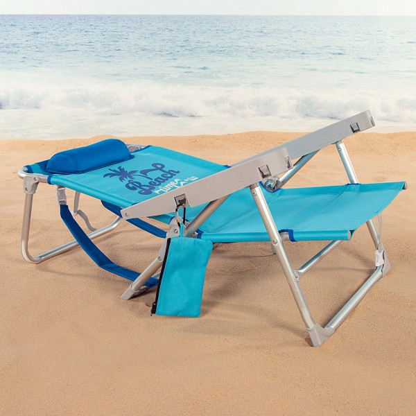 Silla de playa azul multiposición con cierre de clic | Distria