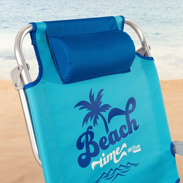 Silla de playa azul multiposición con cierre de clic | Distria