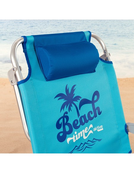 Silla de playa azul multiposición con cierre de clic | Distria
