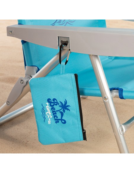 Silla de playa azul multiposición con cierre de clic | Distria