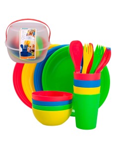 Set vajilla picnic 4 personas- Accesorios camping | Distria