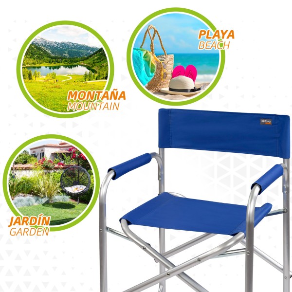 Silla director plegable camping azul Aktive | Distria
