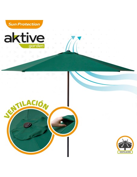 Parasol exterior color verde de 2,4 metros- Distria