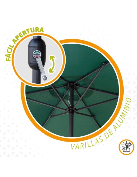 Parasol exterior color verde de 2,4 metros- Distria