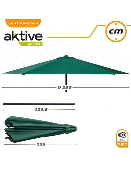 Parasol exterior color verde de 2,4 metros- Distria