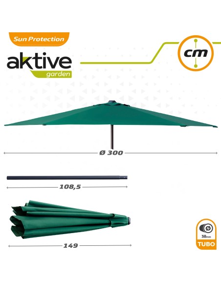 Parasol para jardín con manivela Aktive | Distria