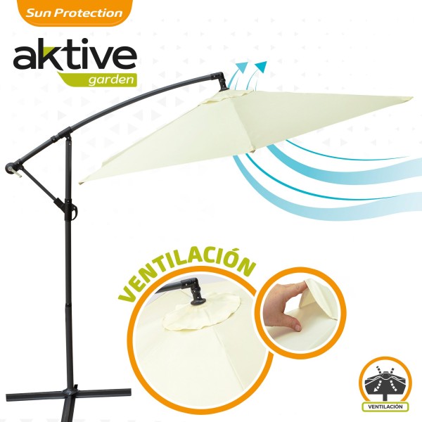 Parasol hexagonal excéntrico color crema | Distria