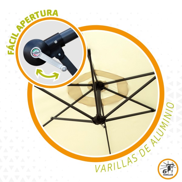 Parasol hexagonal excéntrico color crema | Distria