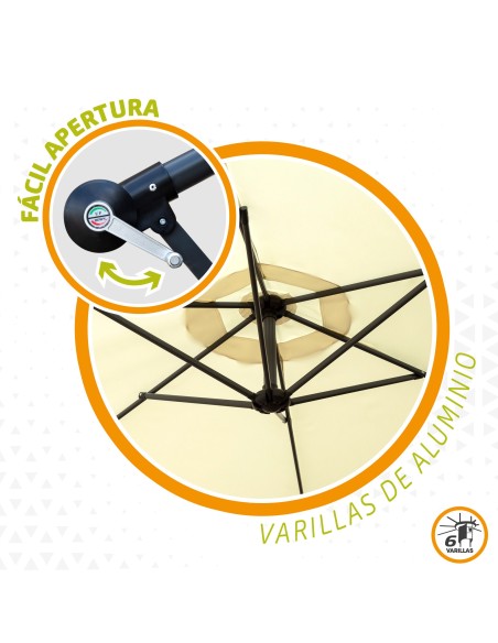Parasol hexagonal excéntrico color crema | Distria