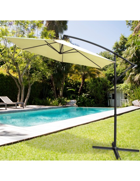 Parasol hexagonal excéntrico color crema | Distria