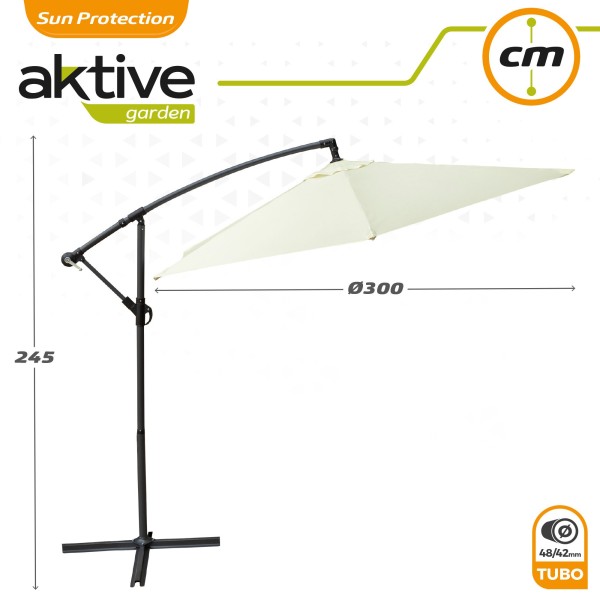 Parasol hexagonal excéntrico color crema | Distria
