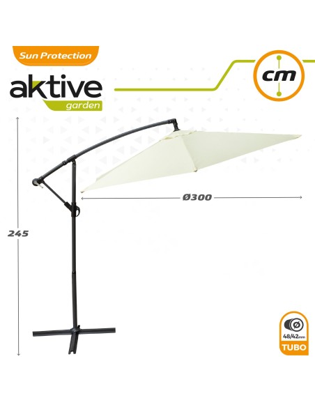 Parasol hexagonal excéntrico color crema | Distria