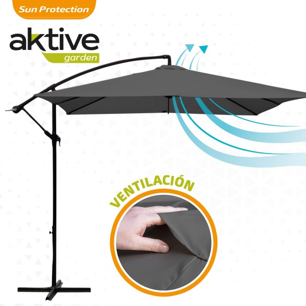 Parasol excéntrico para jardín 300x300x250 cm | Parasoles