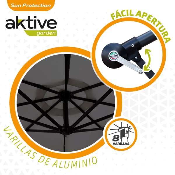 Parasol excéntrico para jardín 300x300x250 cm | Parasoles