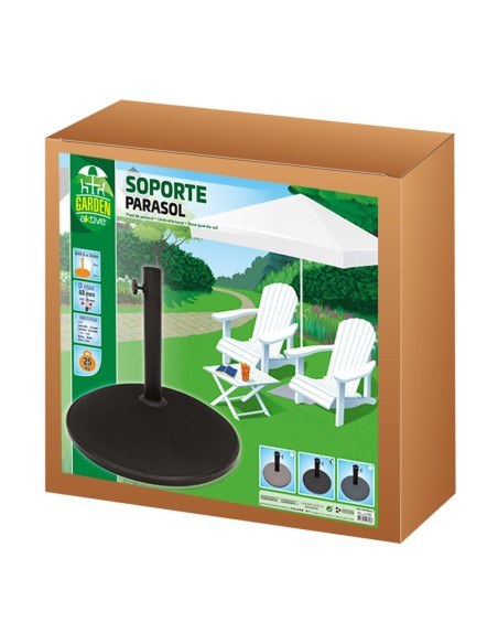 Base circular de parasol de cemento y acero 25 kg | Aktive