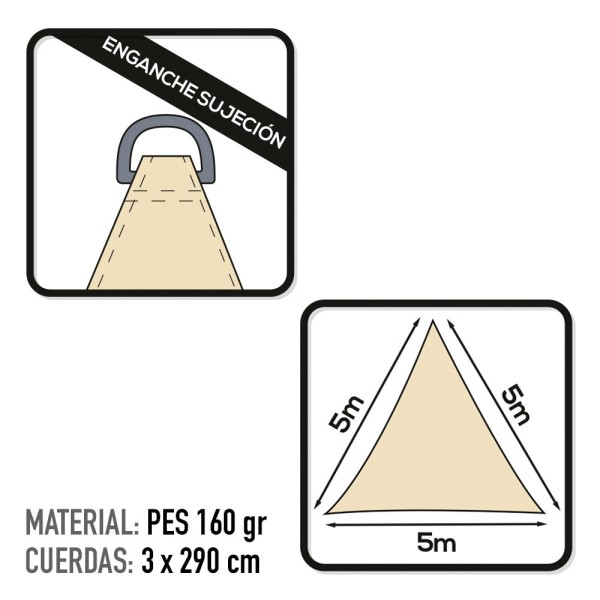 Toldo vela triangular 5x5x5 m | Distria | Tienda online de jardín