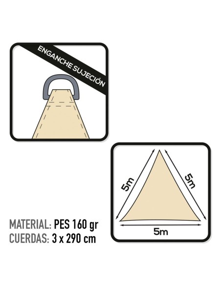 Toldo vela triangular 5x5x5 m | Distria | Tienda online de jardín