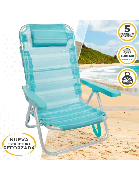 Silla plegable multiposición con cojín | Distria