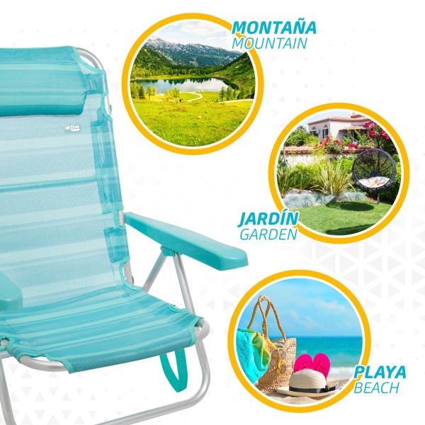 Silla plegable multiposición con cojín | Distria