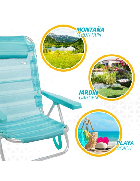 Silla plegable multiposición con cojín | Distria