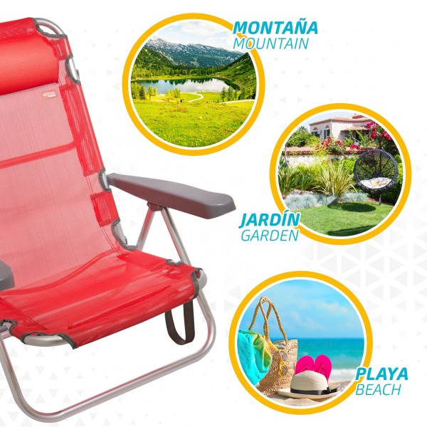Silla plegable multiposición con cojín | Distria