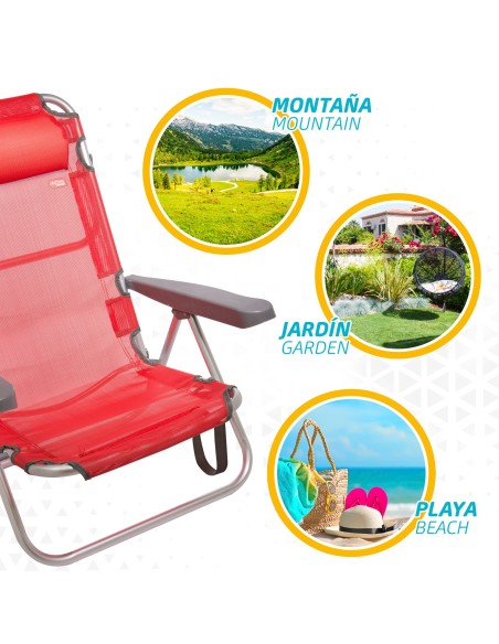 Silla plegable multiposición con cojín | Distria