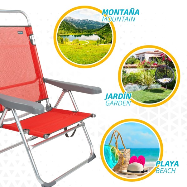 Silla plegable aluminio multiposición | Distria