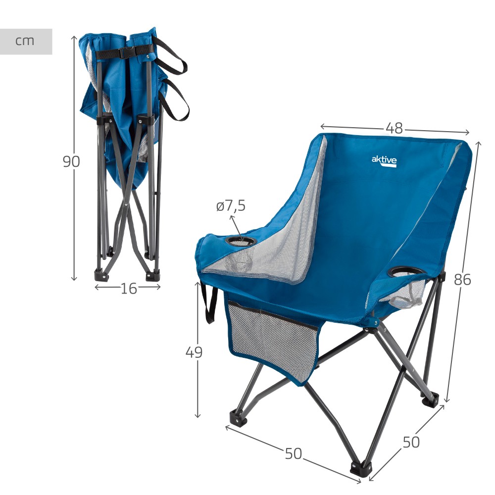 Cama De Camping Plegable Azul Aktive - Azul