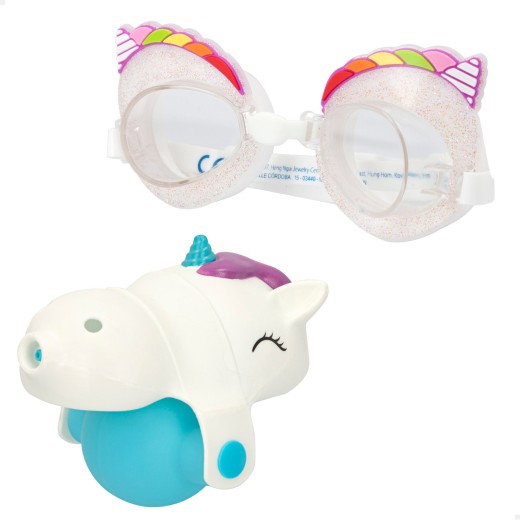 Gafas de buceo y lanzador de agua en forma de unicornio Aqua Trendz