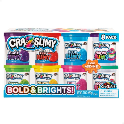 Pack 6 botes slime c/accesorios Cra-Z-Slimy