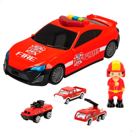 Coche de bomberos con portacoches CB Toys