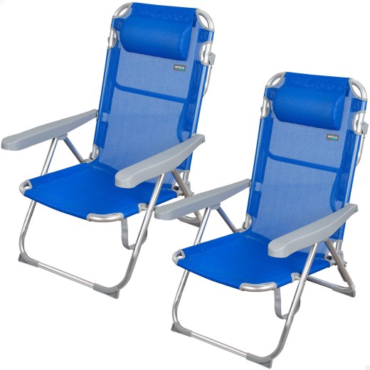 Pack ahorro 2 sillas playa azul 48x60x90 cm | Distria